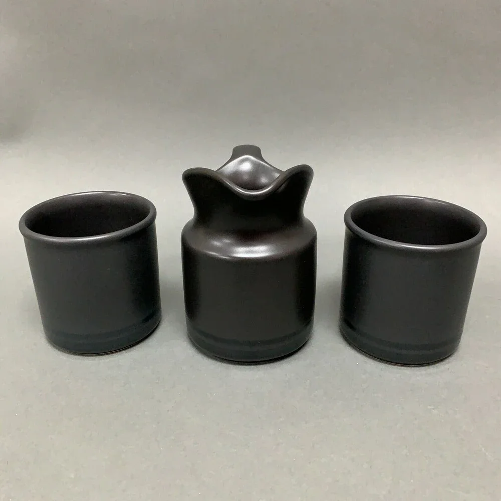 Pfaltzgraff Midnight Sun Black‎ Creamer and 2 Cups Lot of 3